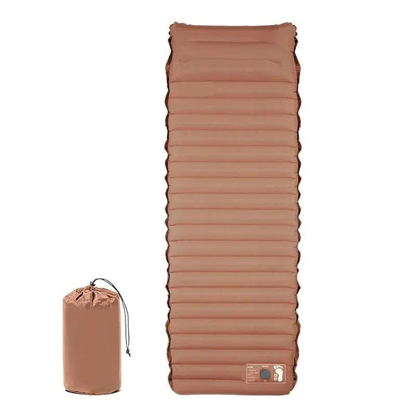 Self-Inflating Sleeping Pad: Durable, thick, and easy to inflate with a built-in foot pump. Lightweight and compact, perfect for camping comfort.