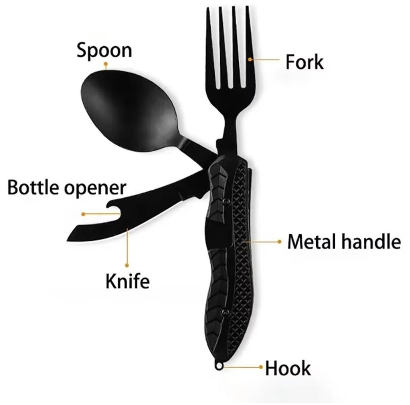 Pocket Cutlery Set: Compact, lightweight, and durable utensils including fork, knife, spoon, and chopsticks. Perfect for camping, hiking, and travel.