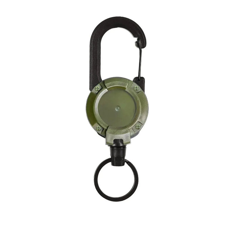 Steel Rope Retractable Carabiner: Durable and versatile with a strong steel wire, automatic retractable mechanism, and secure aluminum carabiner. Perfect for outdoor adventures.