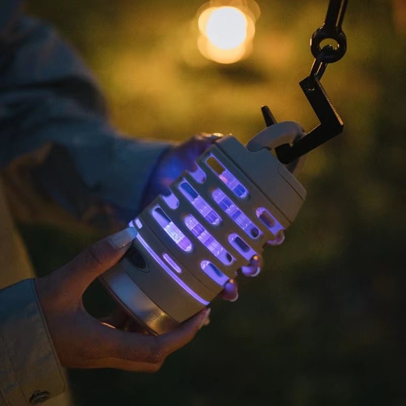 Insect Trap and LED Light: Dual-function outdoor tool with UV insect trap and bright LED light. Perfect for camping, picnics, and mosquito-free adventures