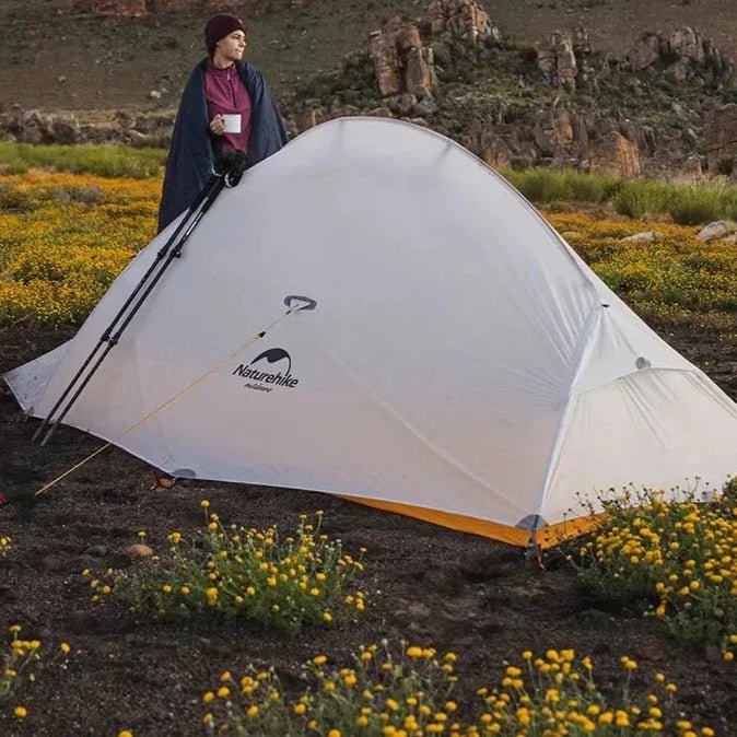 Trekking 1-Person Tent: Lightweight, compact, and durable with waterproof materials. Perfect for solo camping and backpacking adventures.